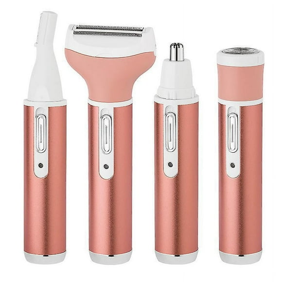 Dww-(Rose champagne) Rasoir Électrique 4 en 1 pour Femme Pilote Électrique Sans Fil Rechargeable Usb pour Pilation du Visage et du Corps, Sourcils, Ai