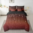 thumbnail image 2 of Feelyou Psychedelic Galaxy Kids Bedding Comforter Set 7pcs, Bling Stars Print King Bedding Sets, Dark Orange Black Reversible Bed Sheets, Luxury Bedroom Decor, 3-Piece, 2 of 7