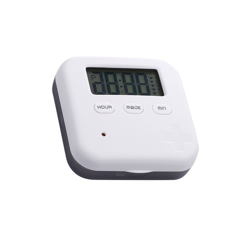 Mini Electronic Pill Box Container Timer Alarm Clock Pill Storage Organizer 4 Grids for Daily