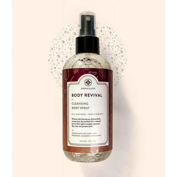 DERMAGLOVE BODY REVIVAL Hydrating Mist – Aloe & Witch Hazel Body Spray | 8-Hour Moisture Boost with Bamboo, Cucumber & Persimmon | Clean, Non-Toxic, Vegan 8 oz Sprayer