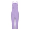 thumbnail image 4 of Cameland Plus Size Women Casual Jumpsuits Cold Shoulder Capris Pants Solid Suspender Straight Leg Pockets Rompers, 4 of 4