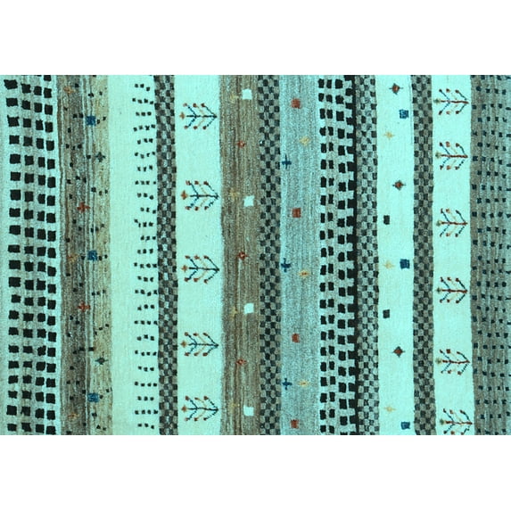 Ahgly Company Indoor Rectangle Abstract Light Blue Contemporary Area Rugs, 8' x 10'