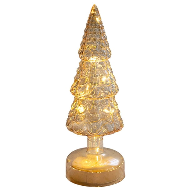 Lámpara de árbol de Navidad de cristal con pilas (no incluidas) y luces LED. Estatua. Estilo F