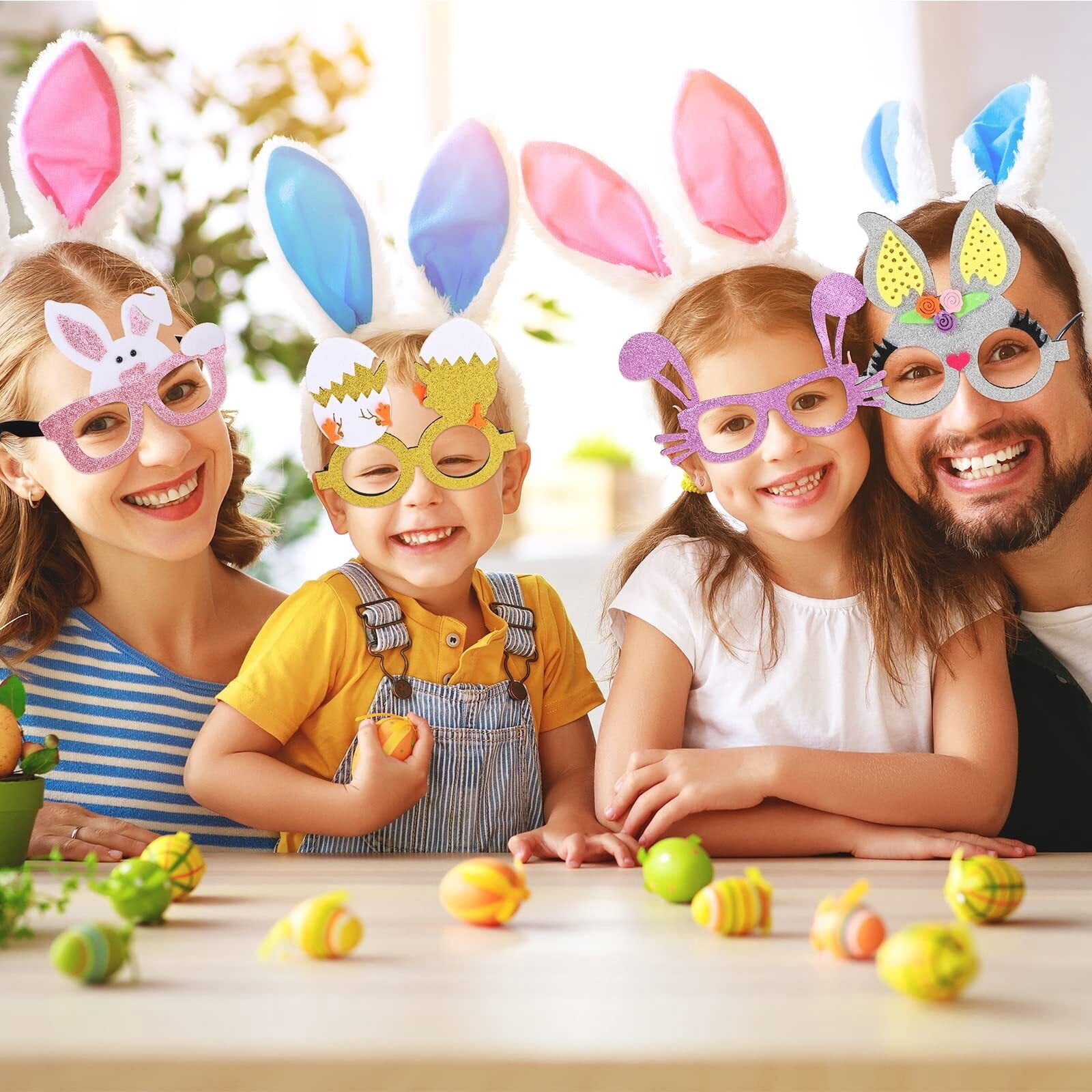 12 Pcs Felt Easter Glasses Easter Egg Glasses Frame Bulk Bunny Eyeglasses Plastic Photo Props for Kids Adult Easter Basket Stuffers Filler Easter Party Favors Decor Supplies