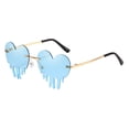 thumbnail image 4 of Melting Heart Sunglasses for Women Men, Rimless Irregular Metal Sun Glasses, Colorful Fashion Eyewear for Party, Prom, Festival, UV Protection, Lightweight Trendy Sunglasses, Yellow, 4 of 7