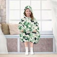 thumbnail image 7 of Dailycode Wearable Blanket Hoodie Oversized Sherpa Flannel Blankets with Pocket for 3-14 Year Old Green Camouflage Shapes, 7 of 7