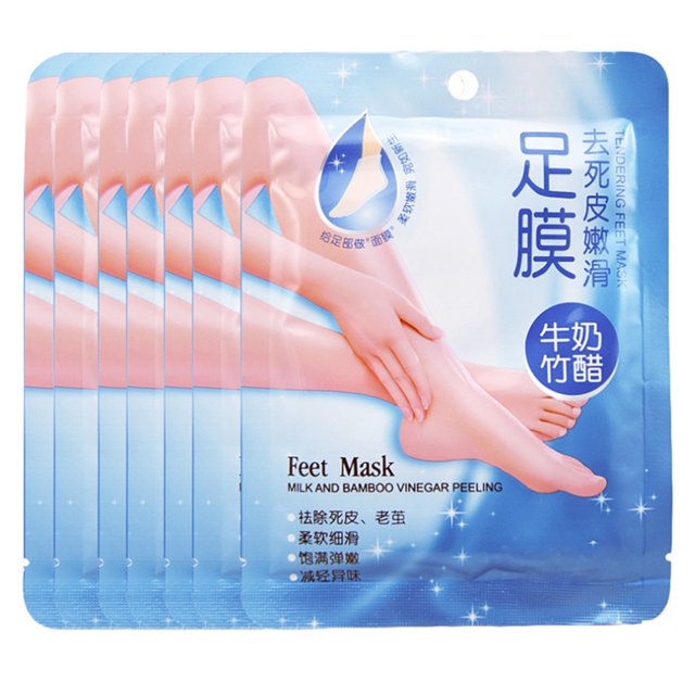 Mascarillas Exfoliantes para Pies con Leche y Vinagre - Hidratación, Suavización y Blanqueamiento - Pack de 7 Pares para Cuidado Intensivo de los Pies