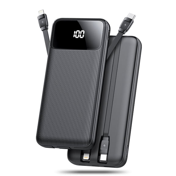 20,000mAh Portable Charger with Built-in Cables,22.5W Fast Portable Charger Power Bank with USB-C, Battery Pack with LED Display Compatible with iPhone and Android Phone,Hiking,Travel Essentials
