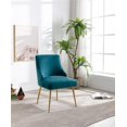 thumbnail image 2 of Velvet Upholstered Dining Chair Leisure Chairs Upholstered Side Chairs with Metal Legs for Living Room, Contemporary Style Blue, 2 of 7