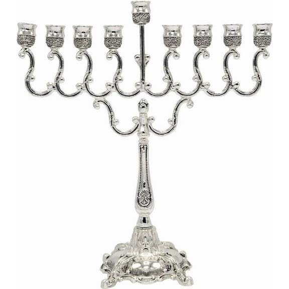 Lowest Priced Menorah Traditional Hanukkah Silver Plated Elegant Design Chanukah (Single)