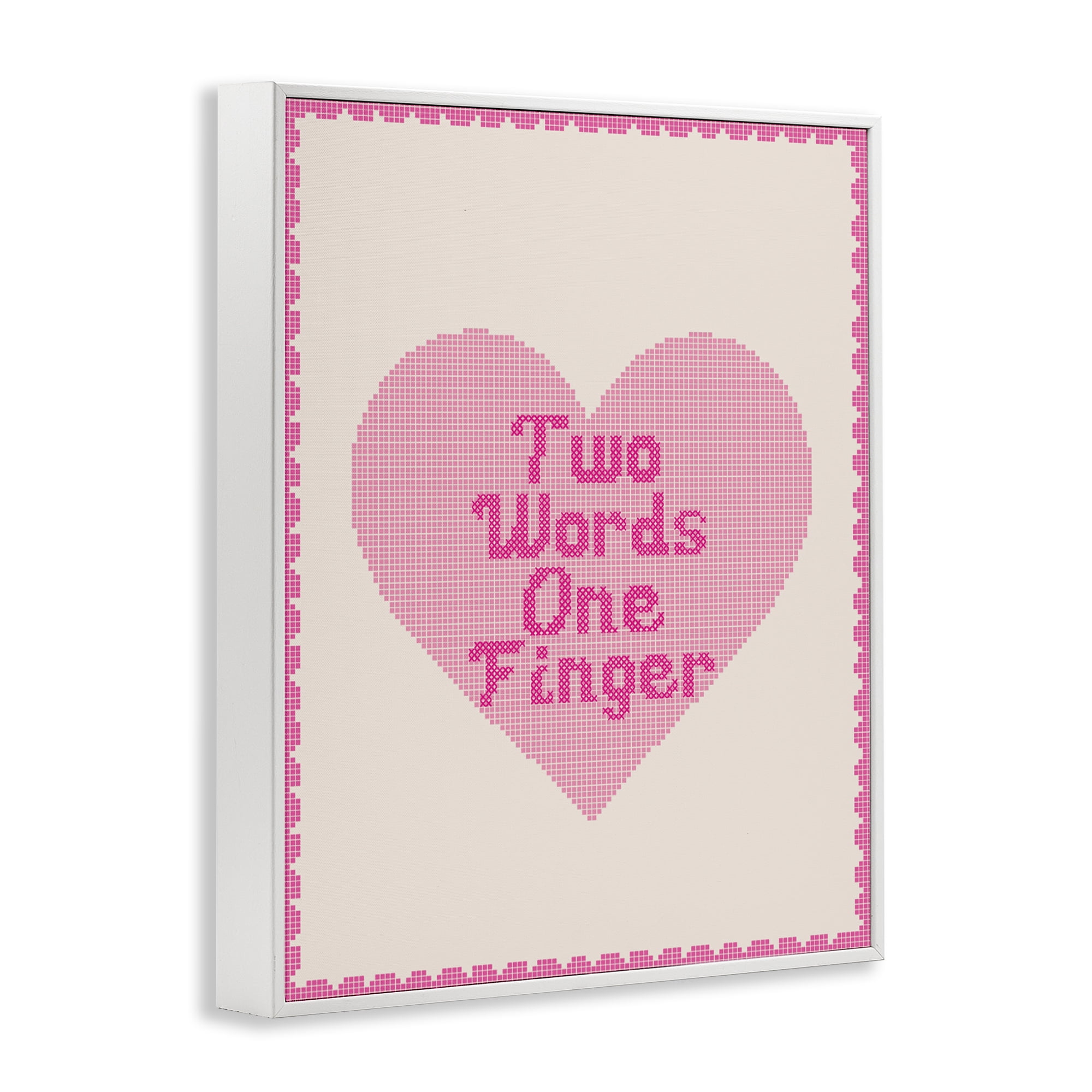 Stupell Industries Two Words One Finger Heart White Framed Giclee Art, design by Lil' Rue