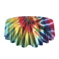 thumbnail image 5 of Colorful Tie Dye Pattern Round Tablecloth 60"x60",Wrinkle Wipeable Table Cloth for Kitchen Dining Room Picnic Patio Party, 5 of 6