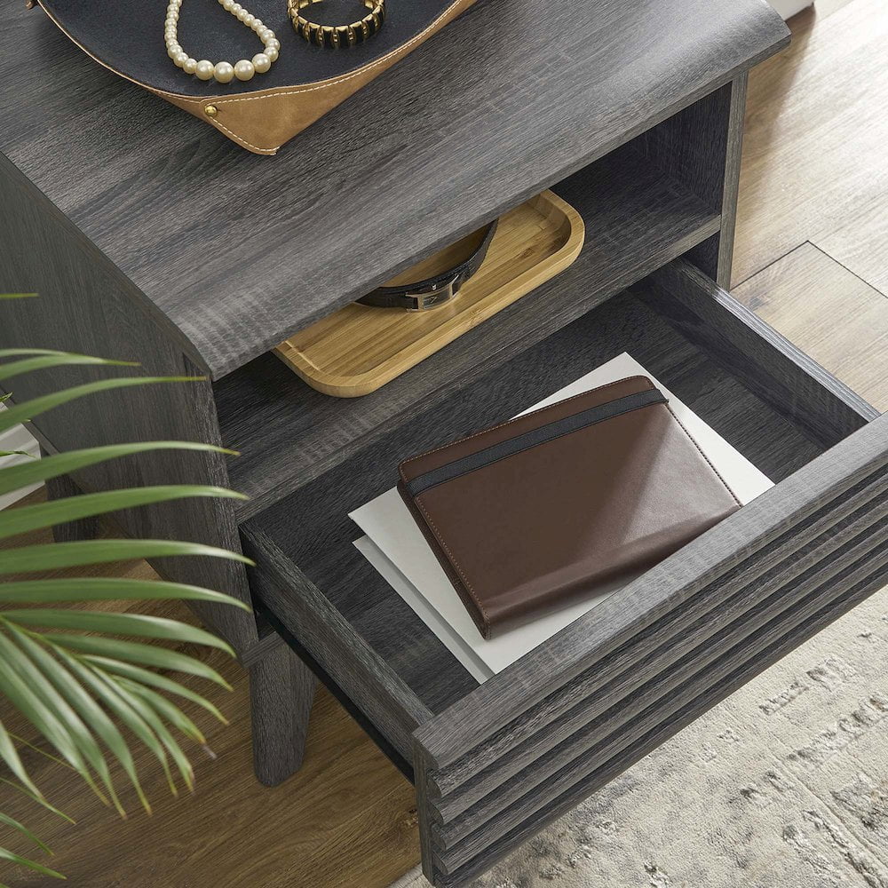 Modway Render Modern Particleboard Wood Nightstand - Charcoal Finish