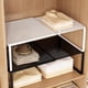thumbnail image 1 of Estantería de almacenamiento para armarios extensible y estantería organizadora apilable – Metal, negro/blanco, 14,96" x 10,63" x 8,66", elevador para ahorrar espacio en cocina, baño, despensa, 1 of 6