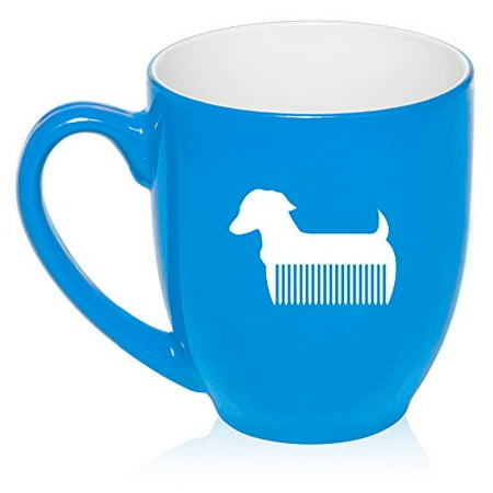 Large Ceramic Dogs 16 oz Large Bistro Mug Ceramic Coffee Tea Glass Cup Pet Dog Grooming Cat Groomer Salon (Light Blue) ()