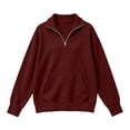 thumbnail image 7 of MLCDZ Womens Sweatshirt 1/4 Half Zip Pullover Casual Long Sleeve Collared Lightweight Sweatshirts Fall Outdoor Sports Holiday Party Tops with Pockets, 7 of 7
