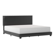 Willow Nailhead Trim Upholstered King Bed, Black Faux Leather