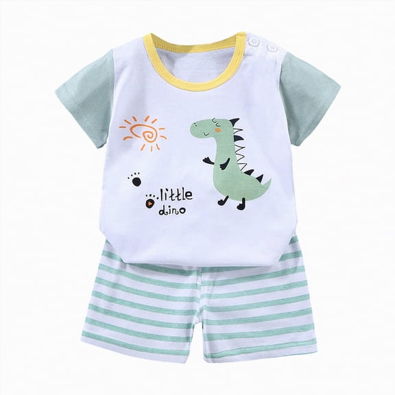 TOWED22 Toddler Baby Boys Summer Short Sleeve Polo Shirts Set 2-piece Striped Outfits 18 Month-5T White,7-8 Y