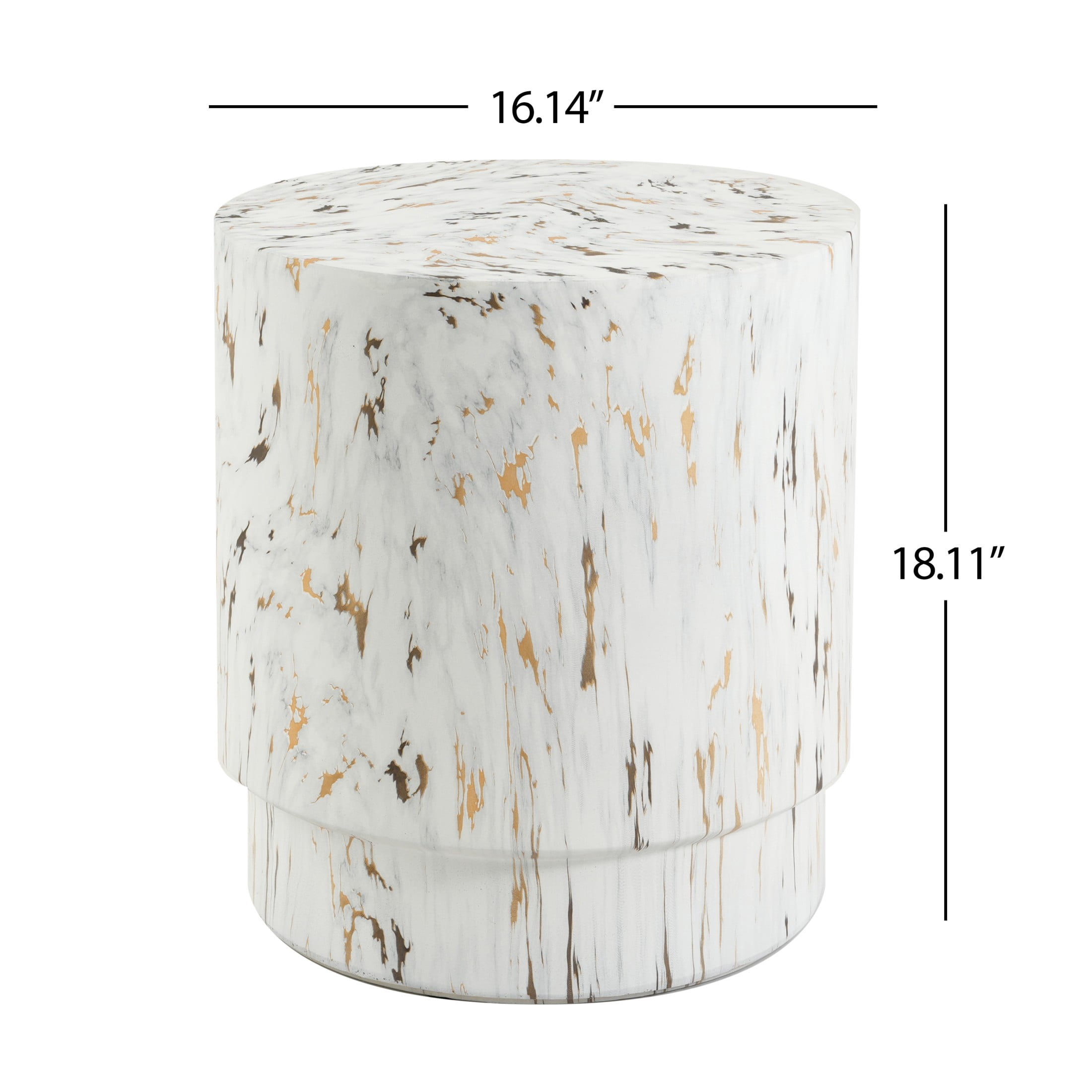 Christopher Knight Home Modern Lightweight MGO Accent Side Table with Drum Shape, Alabaster