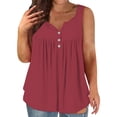 thumbnail image 1 of Duoif Débardeurs pour Femmes, Camisole d'Été pour Femmes Grande Taille Coupe Ample Col Rond à Boutons devant Haut Décontracté Hauts pour Femmes Rouge XXXXXL, 1 of 5