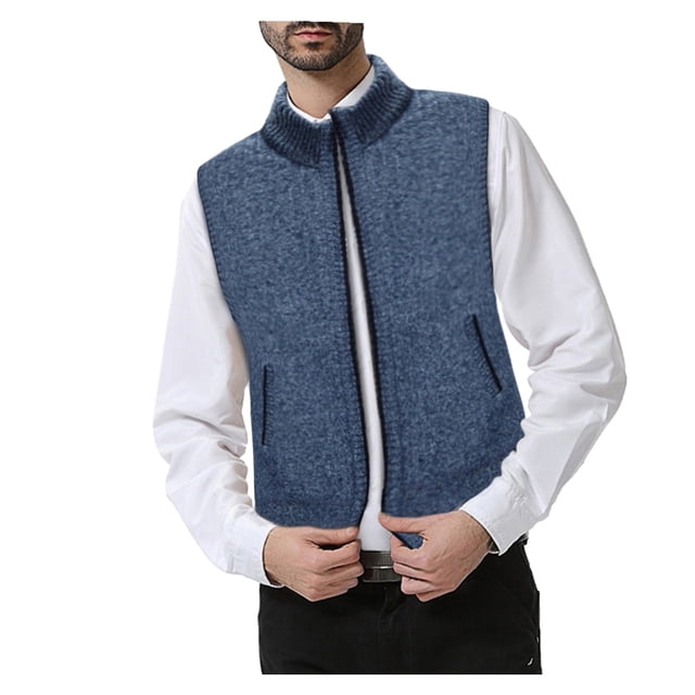 Fankiway New Style for Men In Autumn and Winter Pure Fleeced Warm Cardigan Vest Blouse