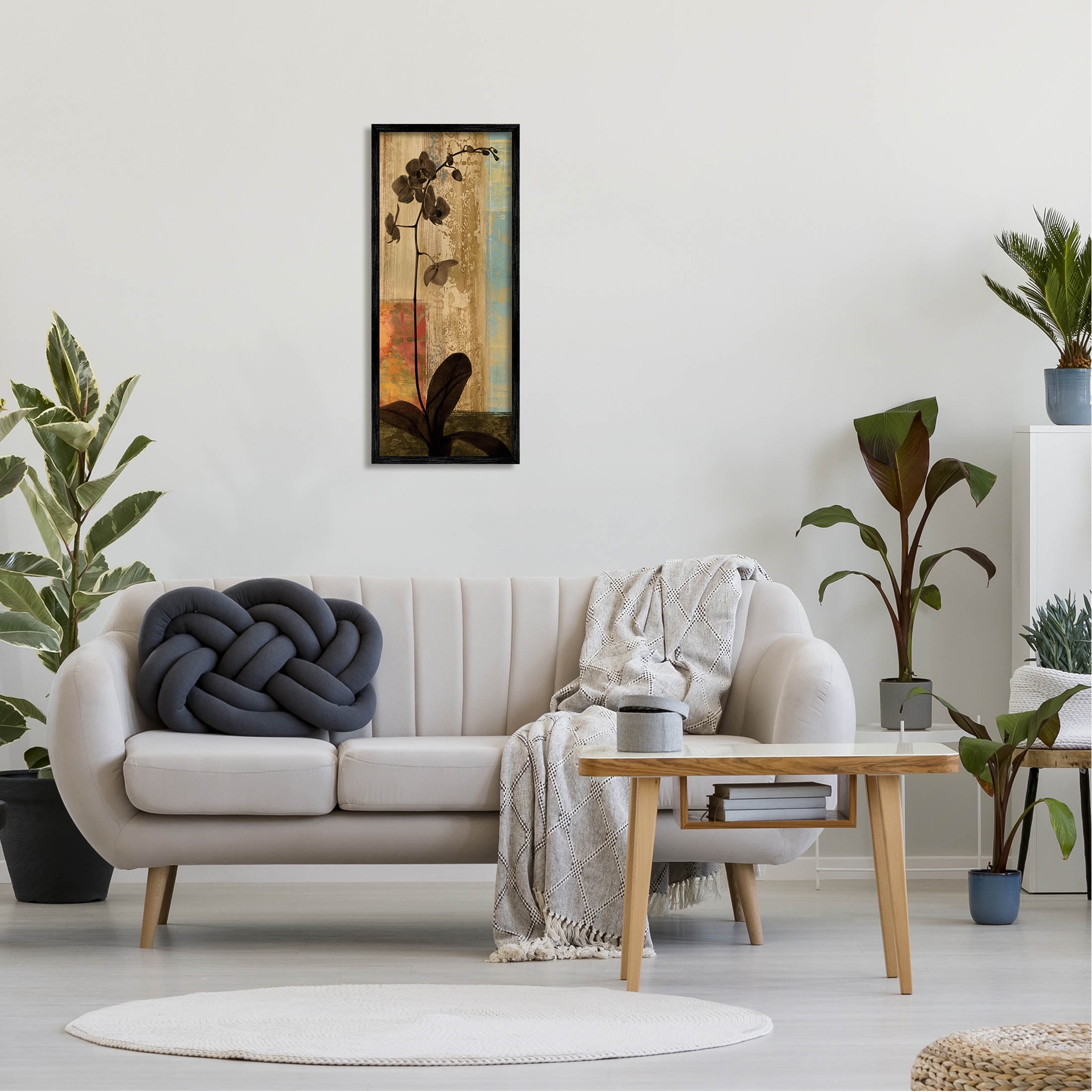 Rustic Orchid Geometric Abstract Botanical & Floral Graphic Art Black Framed Art Print Wall Art