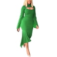thumbnail image 2 of Ketyyh-chn99 Robes d'Été pour Femmes Grande Taille Robe Évasée à Fleurs Combinaisons Manches à Volants Shorts Robe Courte Vert,m, 2 of 4