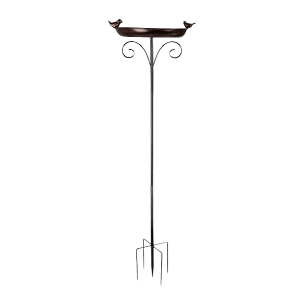 Baño para pájaros de metal, comedero para pájaros, de hierro, con 5 puntas y base de estaca, para balcón, jardín, patio trasero, terraza.