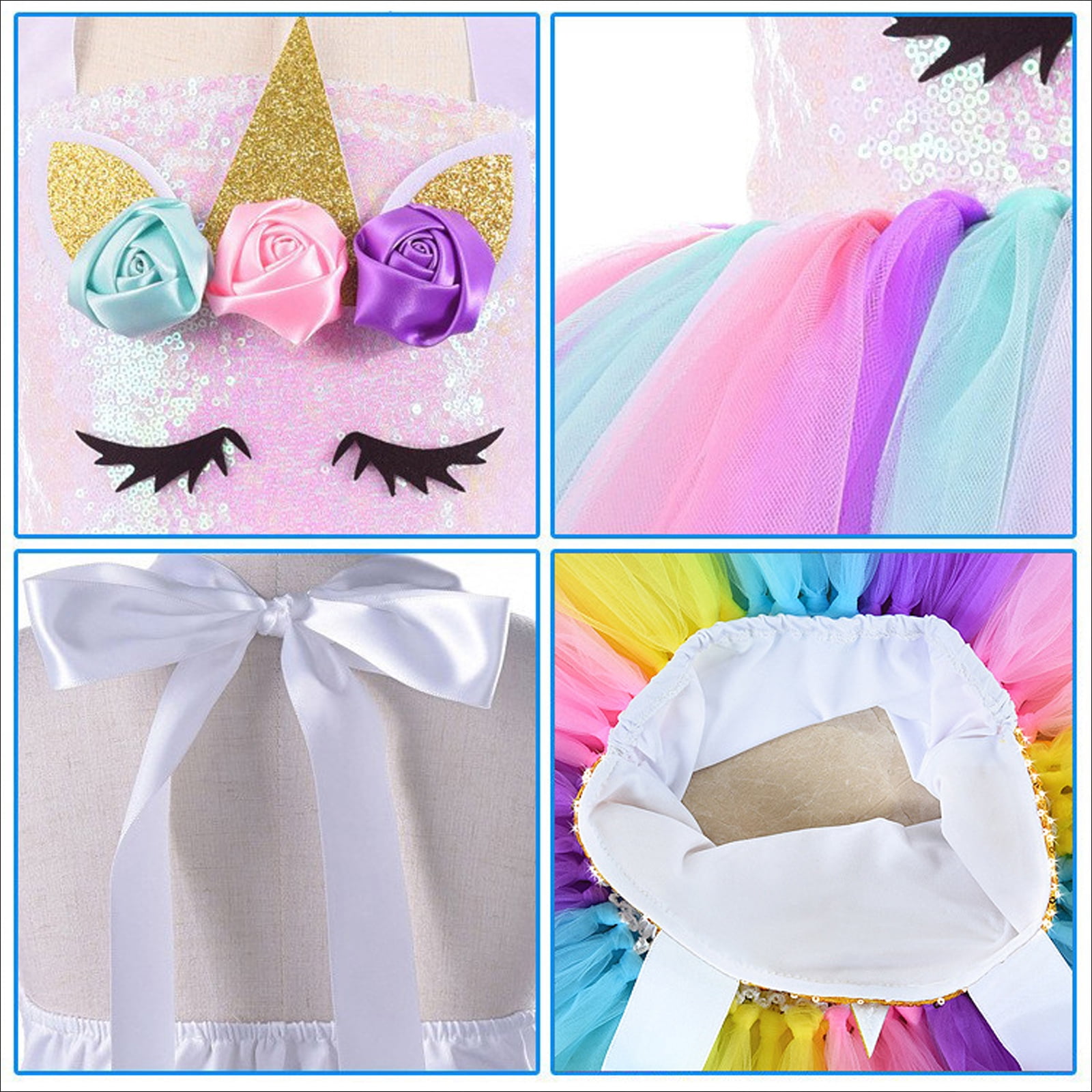 Enfants Filles Unicorn Light-up Bandeau avec lumières + Robe lumineuse +  Fête ailée Princesse Tutu Dressas Montré