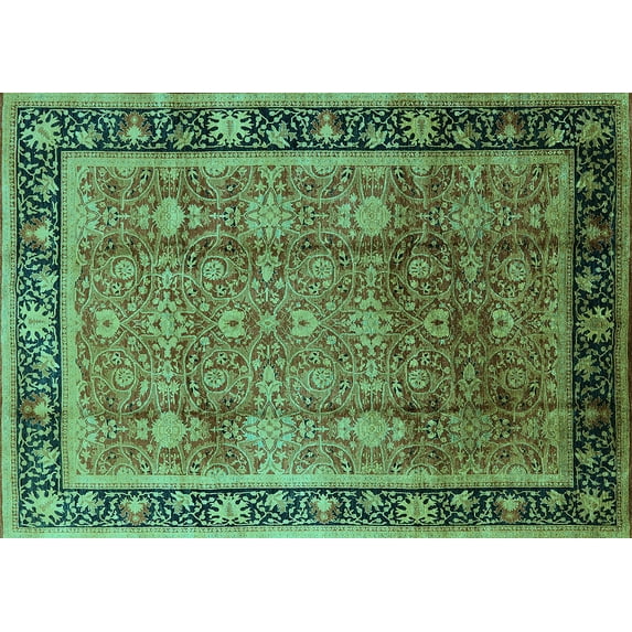 Ahgly Company Indoor Rectangle Oriental Turquoise Blue Industrial Area Rugs, 3' x 5'