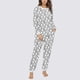 thumbnail image 5 of Conjunto de top y pantalones de poliéster con bolsillos largos y estampado de cuello redondo informal para mujer, 5 of 6