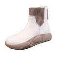 thumbnail image 3 of Botas de nieve de invierno para mujer, botines de felpa suave, antideslizantes, cómodos, color nude beis 38 Yuyangstore botas de nieve, 3 of 8