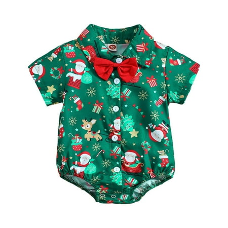 

Cute Cartoon Christmas Deer Print Butterfly Lapel Short Sleeve Jumpsuit For Boys And Girls 2 Month Old Boy Clothes Inner Wear Toddler Baby Boys Basics Toddler Boys Long Sleeve Shirts 18 Months Tops