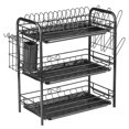 thumbnail image 2 of Mistaha 3-Tier Rustproof Dish Drying Rack Carbon Steel Dish Rack Multifunctional Organizer Dish Drainer with Drainboard Hooks Utensil Holder, 2 of 8