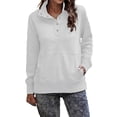 thumbnail image 1 of Gibobby Sudadera con forro polar Mujer Sudadera sin capucha de manga larga de color sólido con botón de bolsillo para mujer para la temporada de otoño e invierno (Blanco, XL), 1 of 4