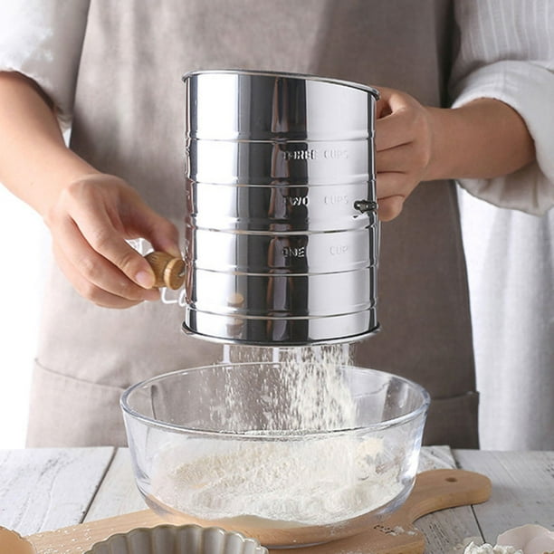 Xinhuadsh Flour Sifter Semiautomatic Handheld Handcrank Sieve