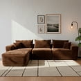 thumbnail image 4 of Ilios Innova | Sala Modular Catania de 4 Piezas, Relleno de Espuma, Tela Chenille Acanalada Café, Diseño Minimalista Configurable con Taburete, 4 of 9