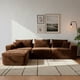 thumbnail image 4 of Ilios Innova | Sala Modular Catania de 4 Piezas, Relleno de Espuma, Tela Chenille Acanalada Café, Diseño Minimalista Configurable con Taburete, 4 of 9