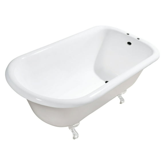 Aqua Eden VCT7D543019WH 54" Cast Iron Classic Flat-Rim Roll Top Clawfoot Tub (7" Faucet Drillings), White