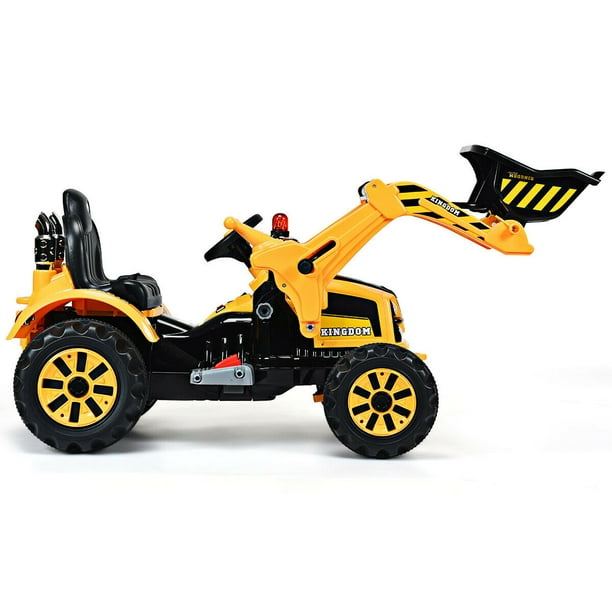 12V Ride on Tractor with 3-Gear-Shift Ground Loader for Kids 3+ Years Old -  Costway