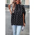 thumbnail image 5 of High Neck Spotted Print Dolman Sleeve Classic Blouse for Women Black Large, 5 of 5