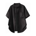 thumbnail image 4 of hotojiny Men's 2 Piece Shorts Set Oversized Button down Shirt and Wide Leg Shorts Casual Clothing Plus Size Matching Outfits(Black,X-Large), 4 of 6
