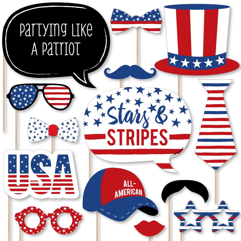 Lumiparty Photo Booth Props for American Independence Day Veterans Day ...