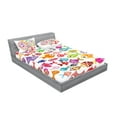 thumbnail image 2 of Ambesonne Cartoon Fitted Sheet & Pillow Sham Set, Colorful Aquarium Fishes, King, Multicolor, 2 of 2
