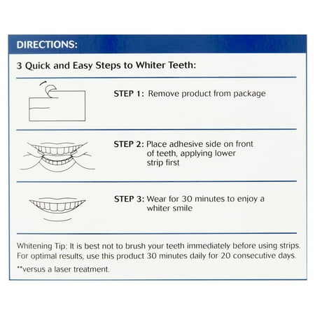 Equate Professional Whitening Strips, Enamel-Safe, 40 Whitening Strips (20 Treatments)