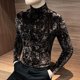 thumbnail image 5 of Ceisia Men's Fitted Semi-High Neck Velvet-Textured Thickened Long-Sleeve Base Layer Shirt Gift, 5 of 7