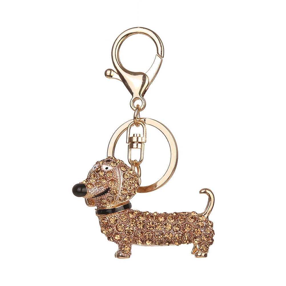 Frcolor Zinc Alloy Dachshund Dog Crystal Rhinestones Keychain ...