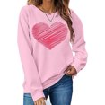 thumbnail image 2 of Valentine Day Sweatshirt for Women Love Heart Printed Pullover Sweatshirt Cute Long Sleeve Crew Neck Casual Tops Pink XXL, 2 of 5