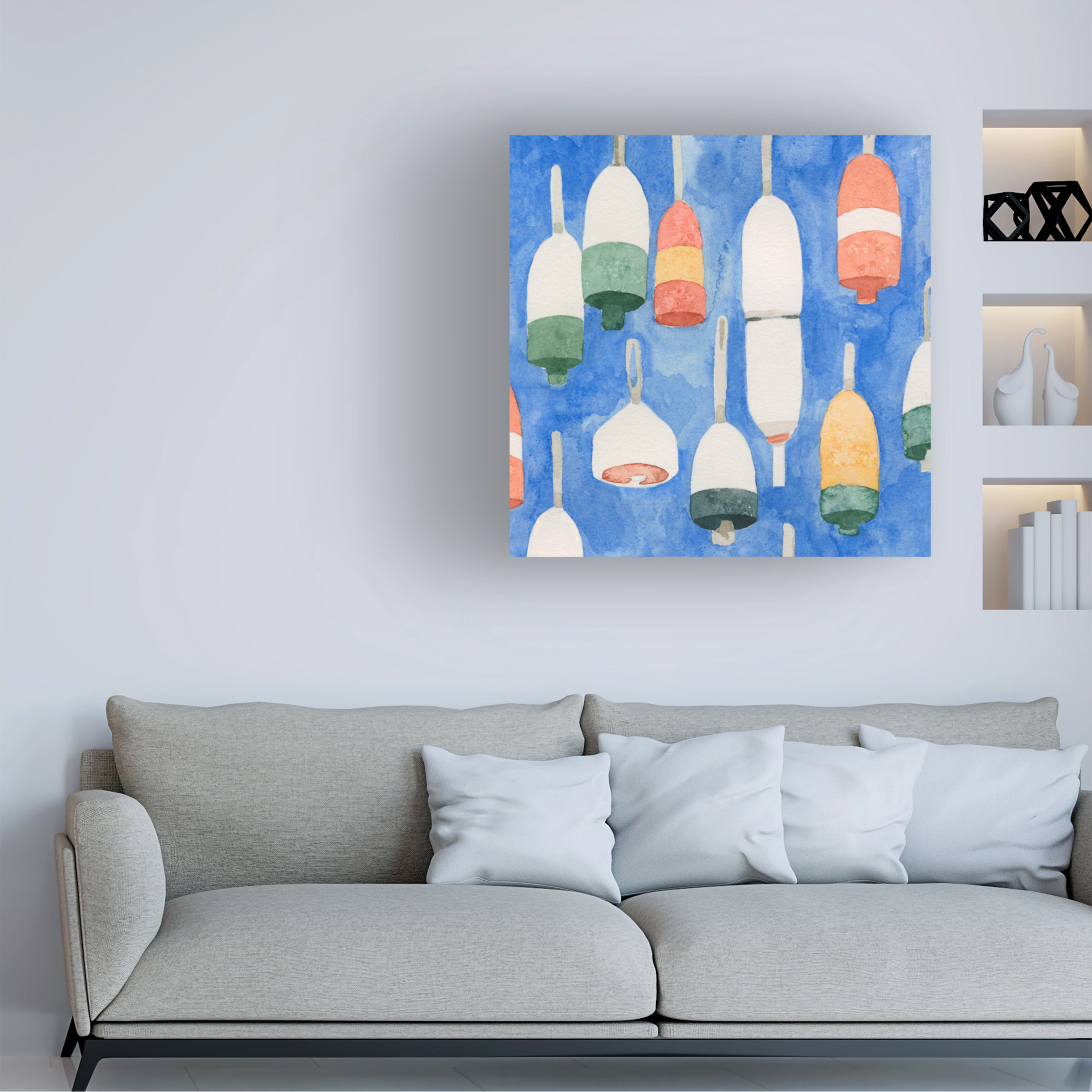 Trademark Fine Art Emma Caroline Salty Ocean Buoys I Canvas Wall Art - 24x24