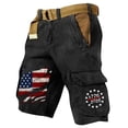 thumbnail image 3 of Men's Vintage Washed Cargo Shorts with America 250 Years Graphic and Utility Pockets Featuring Loose Fit Design Black L, 3 of 5
